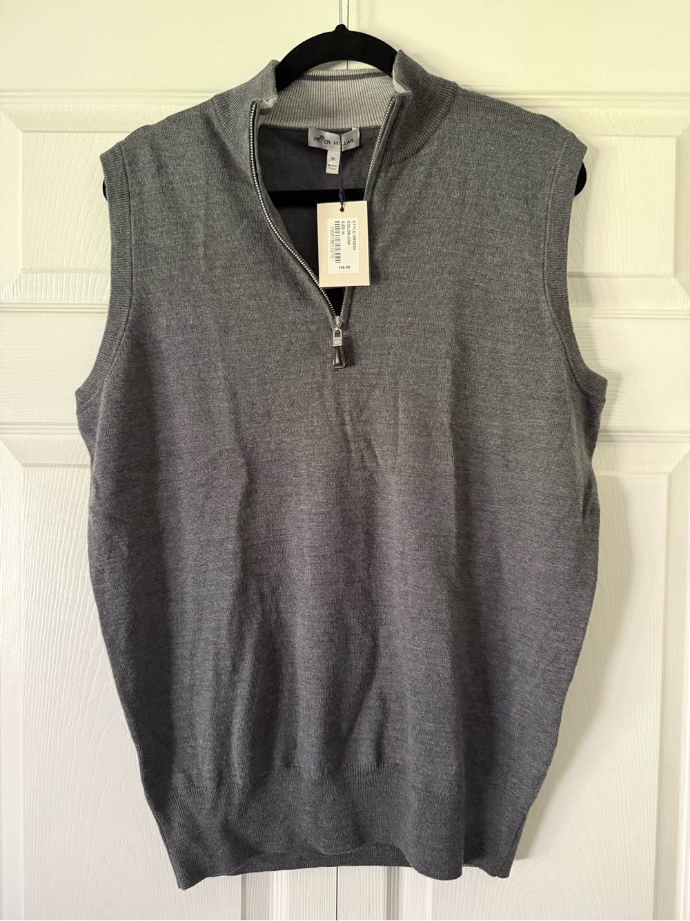 Peter Millar Men's Grey Sleeveless Quarter-Zip Sweater Vest